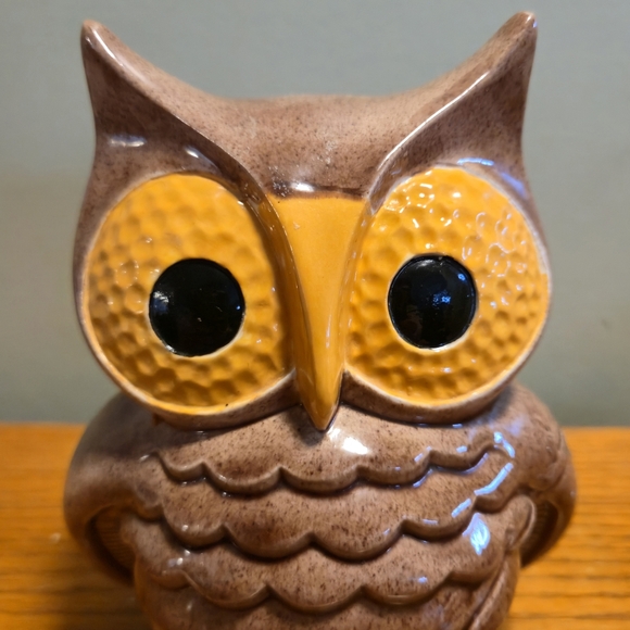 Vintage Ceramic Owl Jar Mid Century MCM Brown Figurine - Picture 2 of 16